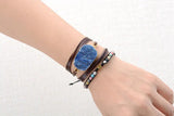 Gilded Druzy Bohemia Wrap Bracelet Natural Rope Statement
