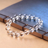 Rock Crystal Beaded Bracelet Women Reiki Clear Quartz Stone Chakra Bangle