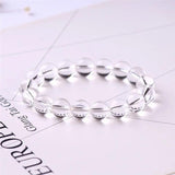 Rock Crystal Beaded Bracelet Women Reiki Clear Quartz Stone Chakra Bangle