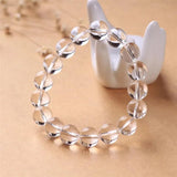 Rock Crystal Beaded Bracelet Women Reiki Clear Quartz Stone Chakra Bangle