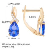 Sapphire Silver 925 Stud Earrings 585 Rose Zircon Fine Jewelry