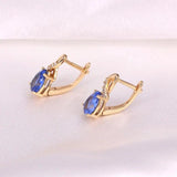 Sapphire Silver 925 Stud Earrings 585 Rose Zircon Fine Jewelry