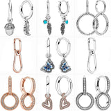 925 Silver Butterfly Leaves Pine Cones Earrings