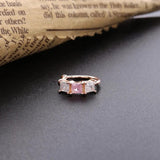 Silver 925 Women Ear Cuff Pink & Crystal Earrings