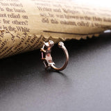 Silver 925 Women Ear Cuff Pink & Crystal Earrings