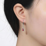 Red Crystal Ruby Gemstones Dangle Drop Earrings for Women