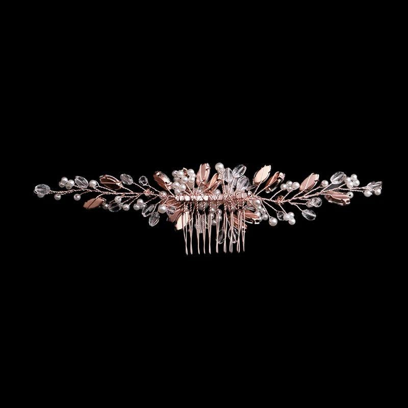 Temperament Women Pearl Rose Hair Comb Bridal Wedding Dress Hair Accessories