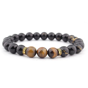 8mm Volcanic Stone Tiger's Eye Weathering Agate Stretch Bracelet