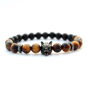 Tiger Eye Beads Bracelet Wolf Bracelet Stone Pulseras Pulseira