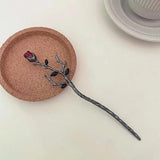 Red and Rose Flower Hairpin Tiara for Women Wedding Head Jewelry
