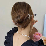 Red and Rose Flower Hairpin Tiara for Women Wedding Head Jewelry