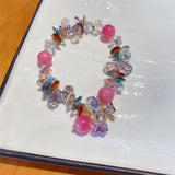 Colorful Resin Bead Bracelet with Cubic Zirconia Bowknot