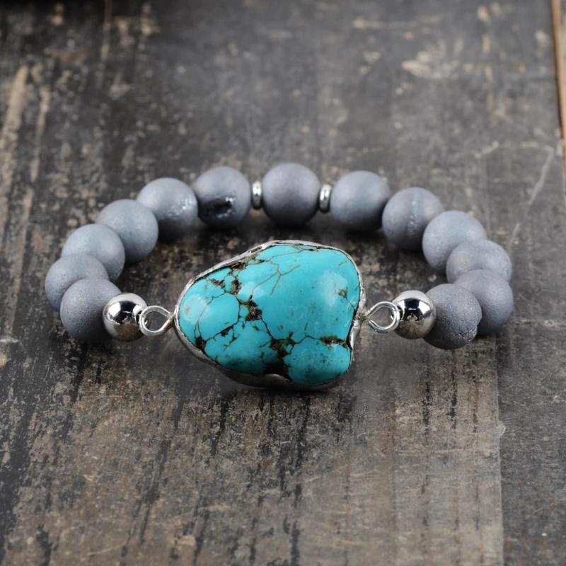 Turquoises Women Bracelets Rough Healing Stone Girls Bracelets