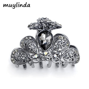 Crystal Flower Hair Jewelry Hair Claw Crab Vintage Rhinestone Hair Clip Pins