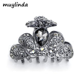 Crystal Flower Hair Jewelry Hair Claw Crab Vintage Rhinestone Hair Clip Pins