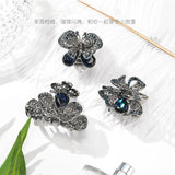 Crystal Flower Hair Jewelry Hair Claw Crab Vintage Rhinestone Hair Clip Pins