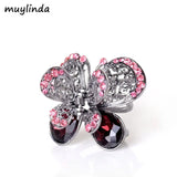 Crystal Flower Hair Jewelry Hair Claw Crab Vintage Rhinestone Hair Clip Pins