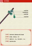 Chinoiserie Green Crystal Meatball Head Green Alloy Hair Sticks