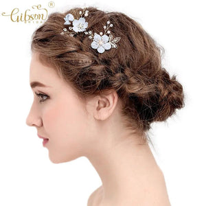 Ginsonbridal Flower Hair Pins Bridal Side Pins Girls Headpiece