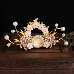 Retro Flower Beads Hairpin for Hanfu Costume