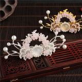 Retro Flower Beads Hairpin for Hanfu Costume