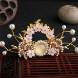 Retro Flower Beads Hairpin for Hanfu Costume