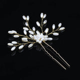 Simulated Pearl Flower Wedding U-Shaped Hairpin Bridal Headdress Tiara