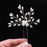 Simulated Pearl Flower Wedding U-Shaped Hairpin Bridal Headdress Tiara