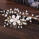 Crystal Bridal Hair Comb Champagne Flower Accessory
