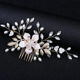 Crystal Bridal Hair Comb Champagne Flower Accessory