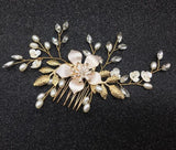 Crystal Bridal Hair Comb Champagne Flower Accessory