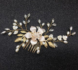 Crystal Bridal Hair Comb Champagne Flower Accessory