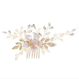 Crystal Bridal Hair Comb Champagne Flower Accessory