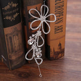 Silver Flower Rhinestone Crystal Headband Wedding Hairpins Bridal Tiara