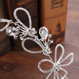 Silver Flower Rhinestone Crystal Headband Wedding Hairpins Bridal Tiara