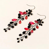 Efily Red Crystal Bridal Hair Accessories Wedding Bride Hairpins Set