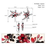 Efily Red Crystal Bridal Hair Accessories Wedding Bride Hairpins Set