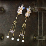 Orchid Flower Hairpin with Rhinestones Girl Hair Clip Headdress