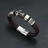 Men's Leather Stainless Bracelet Multi-Layer Cross Jewelry