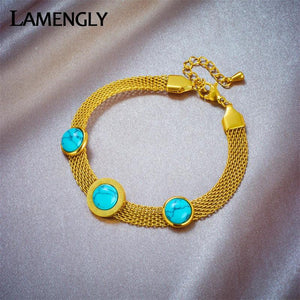 316L Stainless Steel Roman Numerals Stone Charm Bracelet