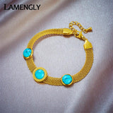 316L Stainless Steel Roman Numerals Stone Charm Bracelet