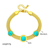316L Stainless Steel Roman Numerals Stone Charm Bracelet