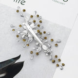 Rhinestone Flower Hair Clips for Women Silver Hair Pins Bride Wedding