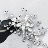 Rhinestone Flower Hair Clips for Women Silver Hair Pins Bride Wedding