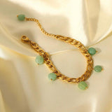 Green Natural Stone Tassel Pendant Bracelets Vintage For Women