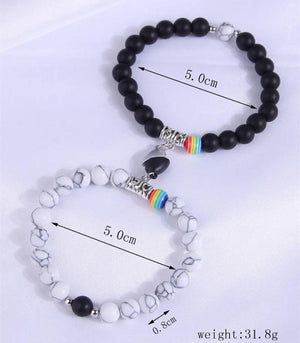 Resin Beads Bracelets Magnetic Heart Charm Bracelet Femme Male Couple