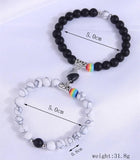 Resin Beads Bracelets Magnetic Heart Charm Bracelet Femme Male Couple