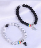 Resin Beads Bracelets Magnetic Heart Charm Bracelet Femme Male Couple
