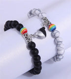 Resin Beads Bracelets Magnetic Heart Charm Bracelet Femme Male Couple