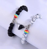 Resin Beads Bracelets Magnetic Heart Charm Bracelet Femme Male Couple